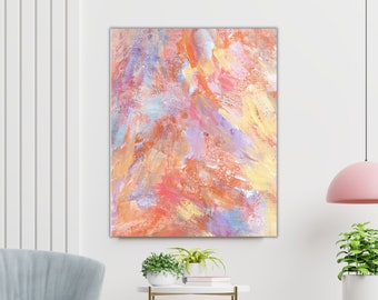 Multi-colored abstract art print. Spring colors vintage painting.