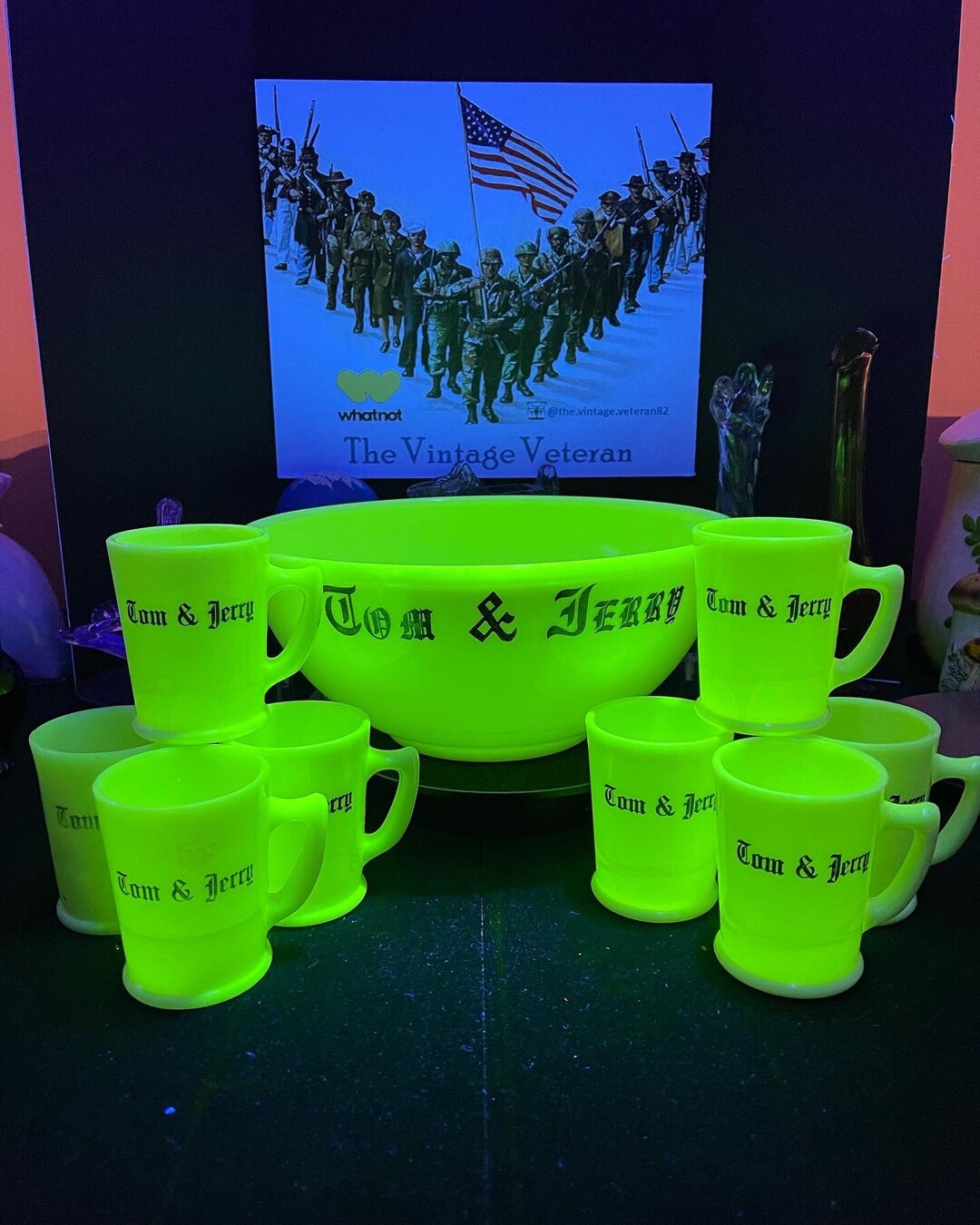 Tom and Jerry Uranium Glass Punch Bowl Ser Etsy