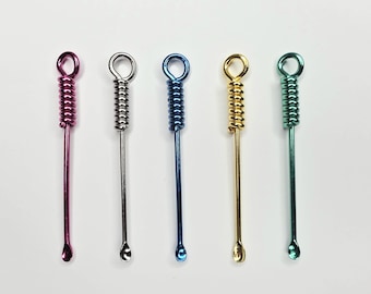 2.75&quot; Inch Stainless Steel Multi Colored Portable Spoon With Hanging Hole Wax Clay Carving Tool