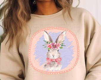 Watercolor Bunny PNG, Sublimation design, Easter PNG, Cute Easter sublimation, Spring PNG, Easter rabbit design, Easter shirt design