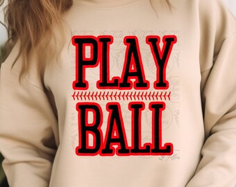 Play Ball PNG, Baseball PNG, Baseball sublimation, Play Ball Design, Baseball shirt design, red-black baseball