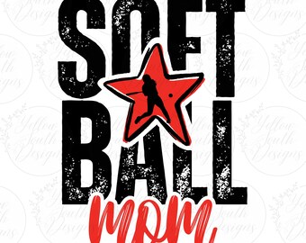 Softball Mom PNG, Design de sublimação Softball Mom, Design dtf Softball Mom, Design de Softball Mom com estrela
