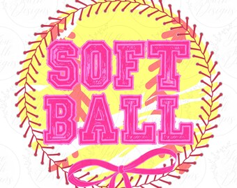 Softball PNG, Rosa Softball PNG, Rosa Bogen Softball, Softball Kokette, trendige Softball Sublimation, süße Softball PNG, Softball Sublimation