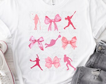Softball Coquette png, Softball PNG, Preppy Softball png, Pink Ribbon Softball, Trendy Softball design, Softball Players sublimation