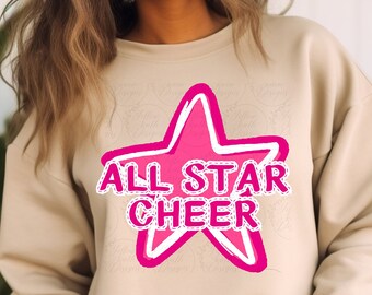 All Star Cheer PNG, All Star Cheer sublimation design, All Star Cheer shirt design, Pink All Star Cheer Design, All Star Cheerleader