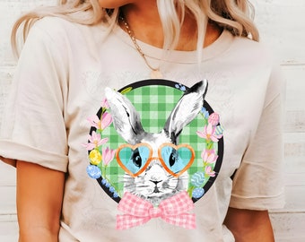 Bunny with glasses PNG, Sublimation design, Easter PNG, Cute Easter sublimation, Spring PNG, Easter rabbit design, Easter shirt design