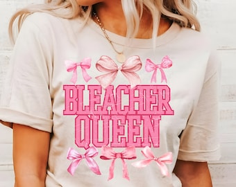 Bleacher Queen PNG, Sports Mom/Girlfriend design, Bleacher queen sublimation, Coquette png, trendy pink bow png, coquette mom png