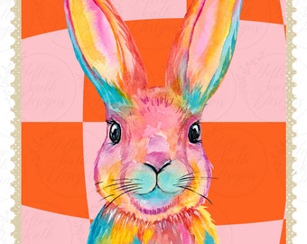 Easter PNG, Easter sublimation, Easter bunny, Orange/Pink Easter Bunny PNG, Trendy Easter Design, Bunny PNG, Easter Shirt Design
