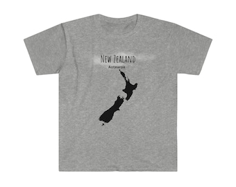 New Zealand Map T-Shirt | New Zealand Gifts | New Zealand T-Shirt | New Zealand Clothing | Aotearoa | Unisex Softstyle T-Shirt