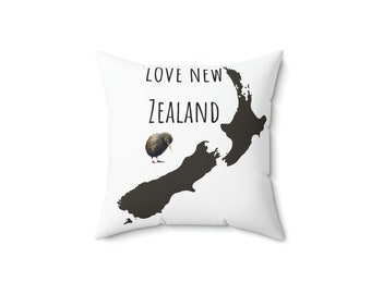 Love New Zealand with a unique kiwi logo - Spun Polyester Square Pillow