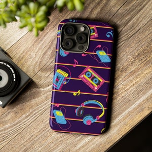 90s Music Themed Phone Cover for all iPhone Models 15 14 13 Max 12 11 X XS 8 7 | Samsung Galaxy and Google Pixel | Music Case | Dance Case