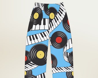 70s Vinyl record music Pajama Pants | Piano music PJ | PJ Bottoms Musical Themed | Music Festival | Lounge Pants | Comfy Music Lovers Pants