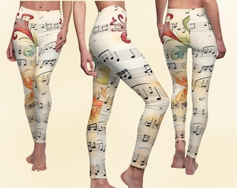 Classical Music Notes Leggings | Dance Festival | Music festival | Rave | Music Party Pants | Music Teacher Leggings | Yoga | Zumba