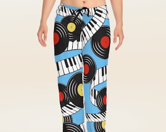Retro Vinyl record Piano Pajama Pants | Piano music PJ | PJ Bottoms Musical Themed | Music Festival | Lounge Pants | Comfy Music Lover Pants