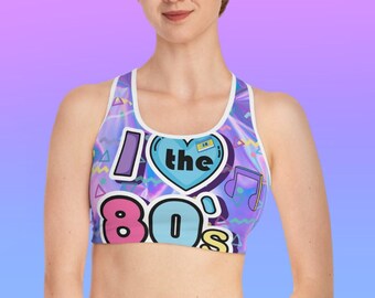 Retro 80s Music Sports Bra | Dancewear | Dance Festival | Music Festival Sport Bra | Zumba | Gym Wear | Rave Festival | Best Yoga Bra