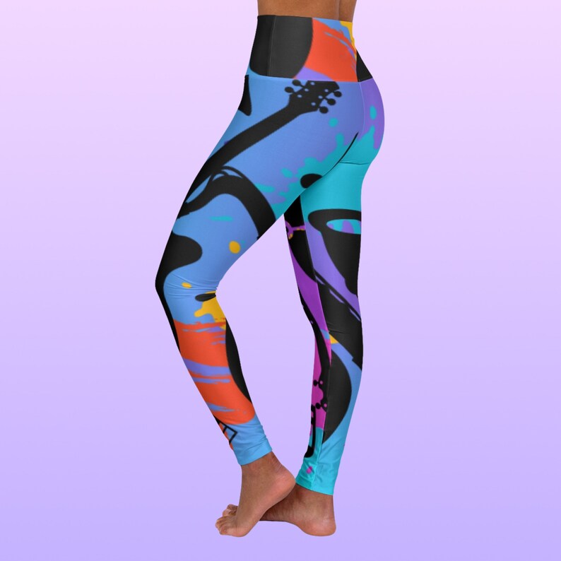 Retro 80s Music High Waisted Leggings Dance Festival Leggings Music