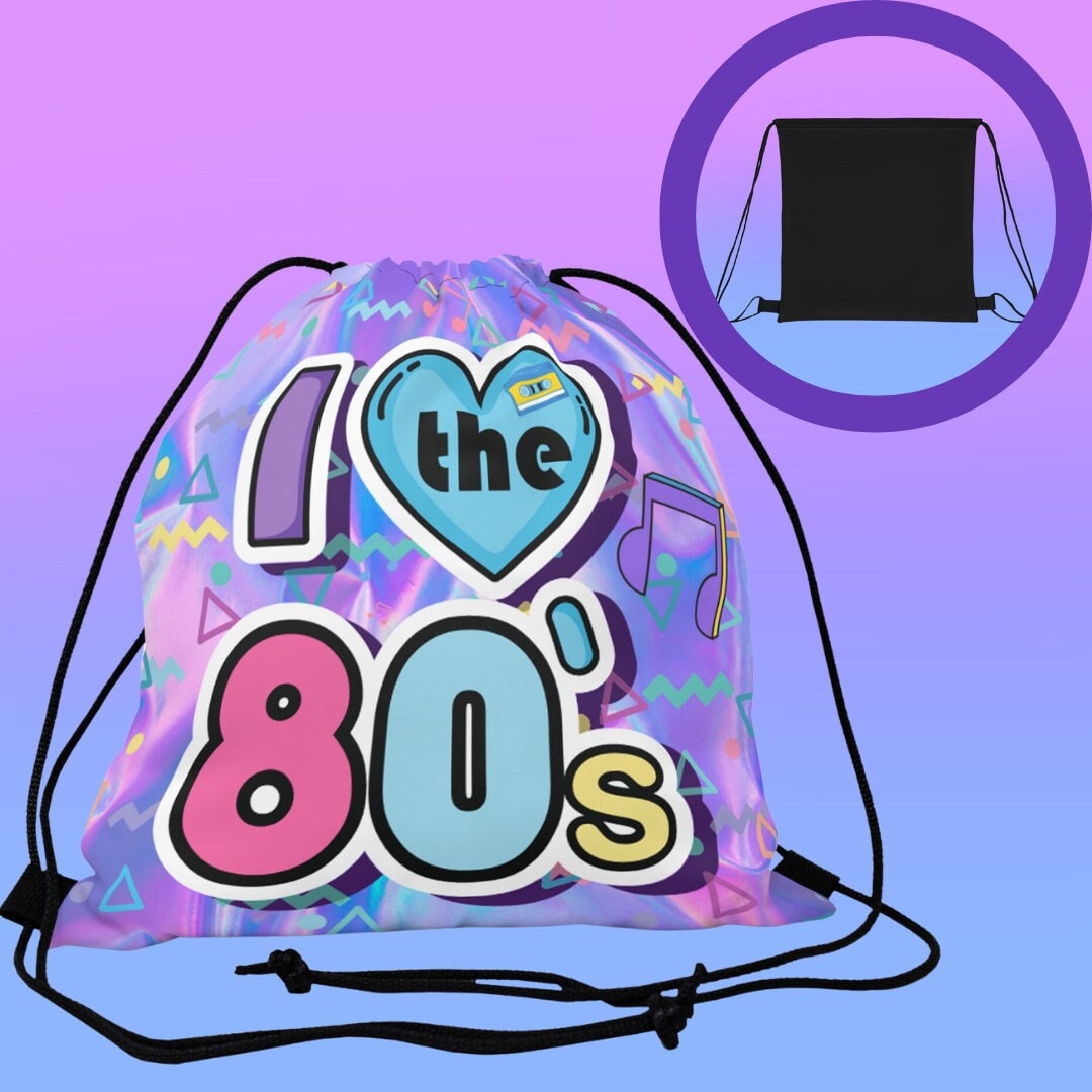 I Love 80s Music Bag Dance Shoe Bag 80s Theme Party Gym Bag Rave Music