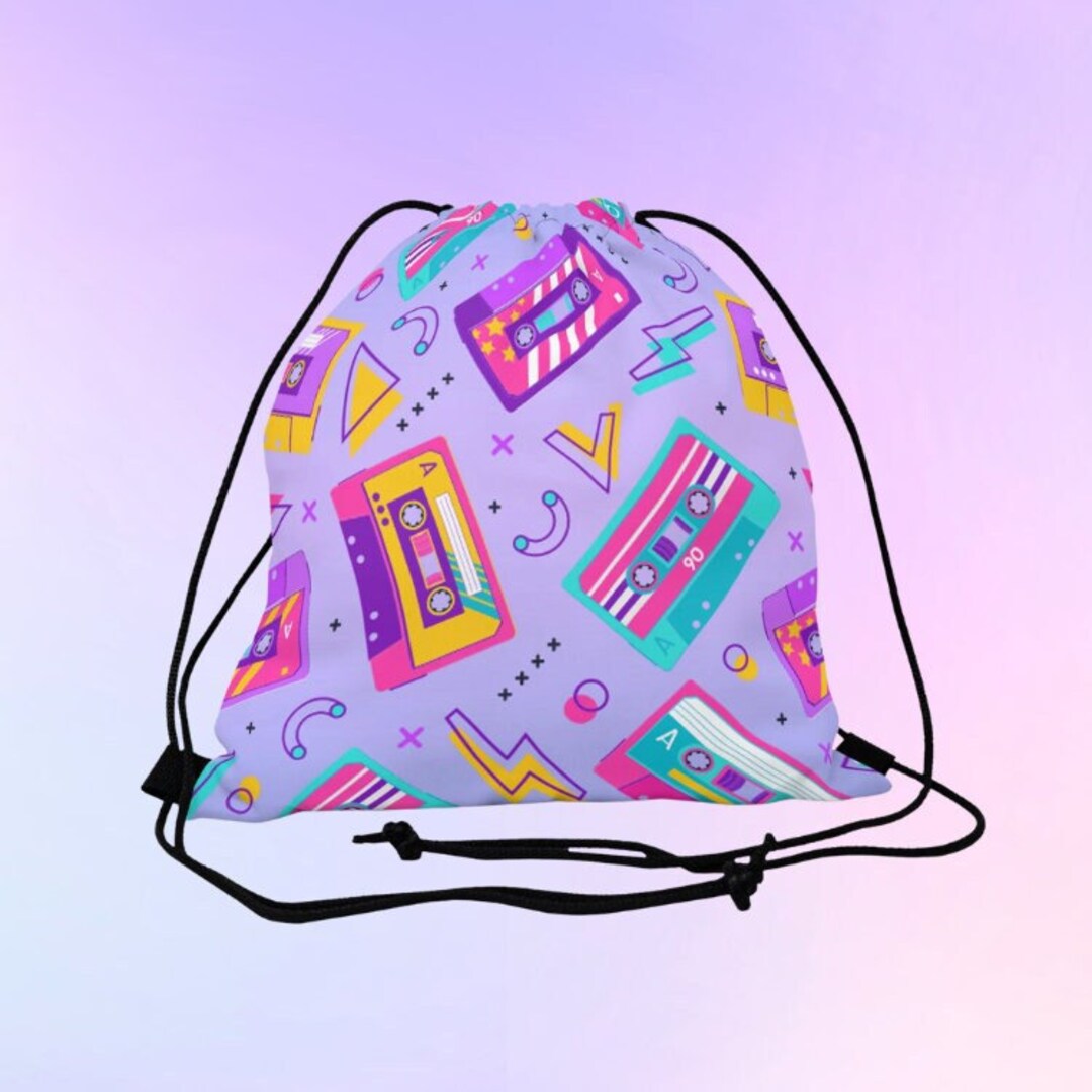 Retro Cassette 90s Music Outdoor Drawstring Bag | Music Bag | Festival ...