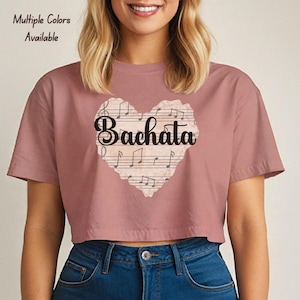 Bachata Heart Crop Top, Music Notes Design Shirt, Bachatera Style Outfit, Latin Rhythm Inspired Wear, Class Look, Festival Apparel, Gift
