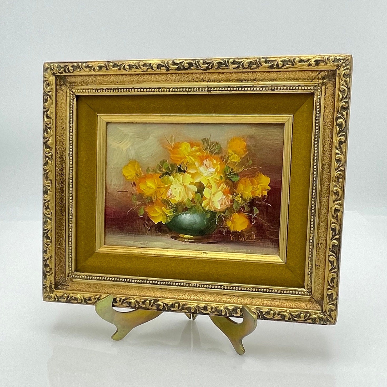 Framed Oil Painting of Roses by K. White - Exquisite Floral Art - Etsy