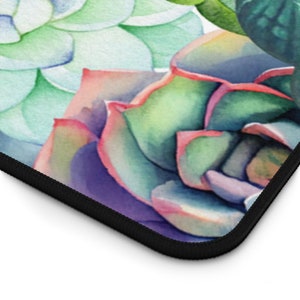 succulent cute boho desk mat, large green computer desk pad, xl gaming laptop keyboard pad, cottagecore small mouse pad, desk mat gaming image 4