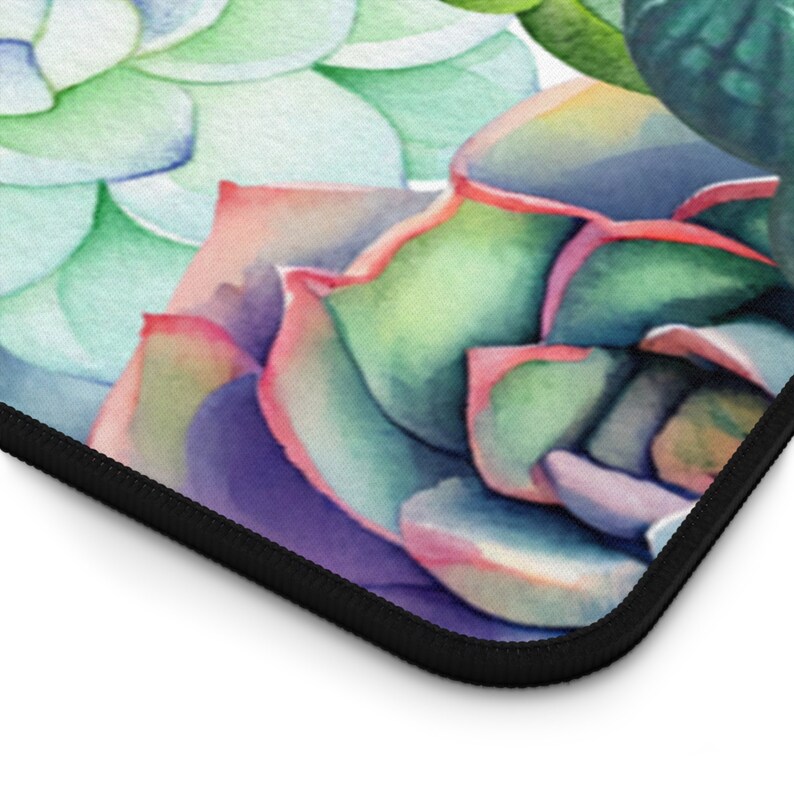 succulent cute boho desk mat, large green computer desk pad, xl gaming laptop keyboard pad, cottagecore small mouse pad, desk mat gaming image 4