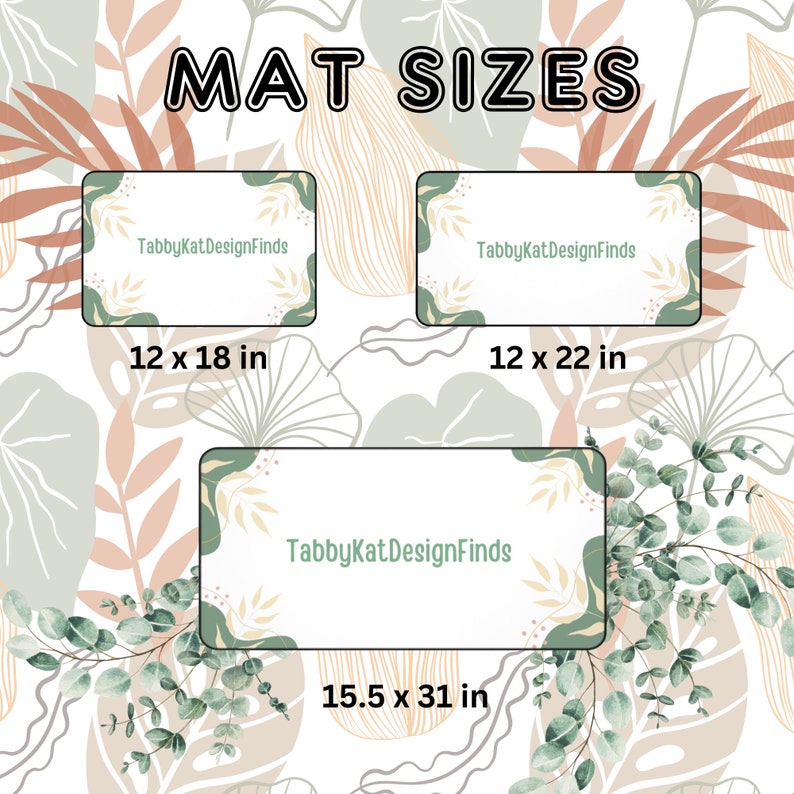 Puede incluir: Tres alfombras rectangulares de diferentes tama&ntilde;os con un dise&ntilde;o floral y el texto "TabbyKatDesignFinds" en el centro. Las alfombras miden 12 x 18 pulgadas, 12 x 22 pulgadas y 15,5 x 31 pulgadas.