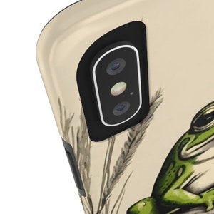 Frog iPhone cute phone case, iPhone 14, 13 Tough Phone Cases, Froggy Toadstool cottagecore retro phone cases, cute vintage frog lover case image 7