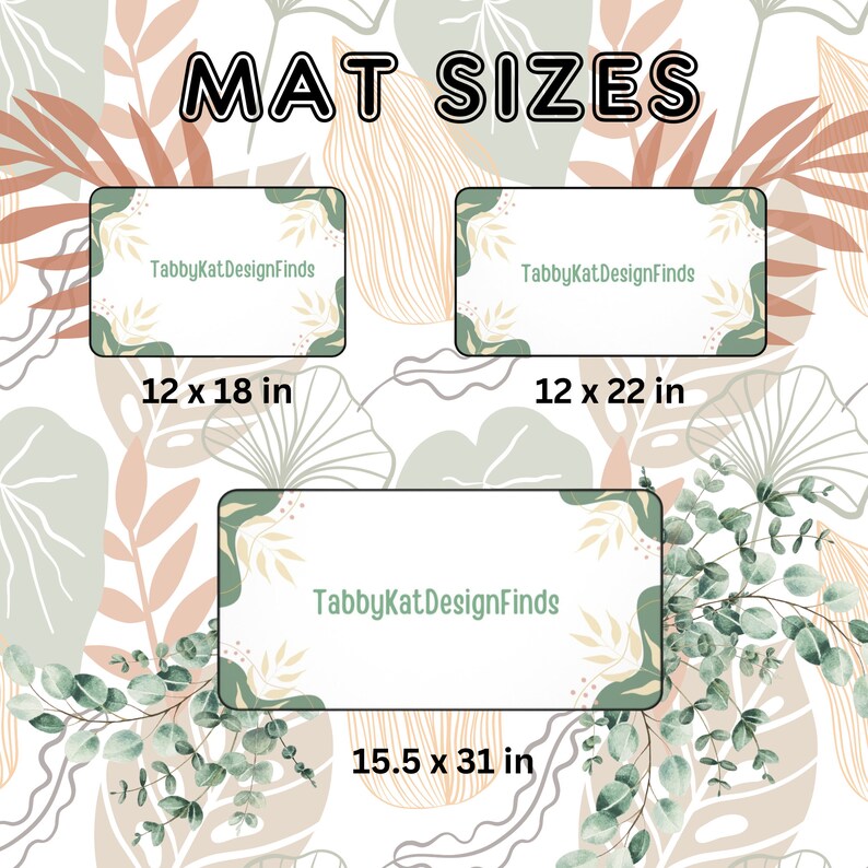 Boho löv skrivbordsmatta, monstera löv skrivbordstillbehör, ljus cottagecore hemmakontorsmatta, XL datorplatta, blommig laptopplatta, stor spelplatta bild 8