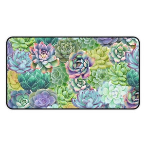 succulent cute boho desk mat, large green computer desk pad, xl gaming laptop keyboard pad, cottagecore small mouse pad, desk mat gaming image 9