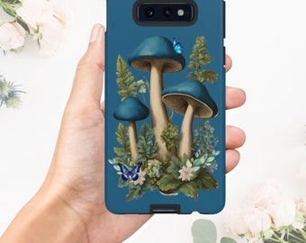 Blue Mushroom phone case, Samsung Galaxy s21, s22, s23 cottagecore phone covers, Google pixel 7, 6 pro case, mushroom lover gift Tough Cases
