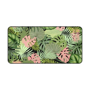 Alfombrilla de escritorio con hojas bohemias, alfombrilla para juegos extragrande estilo cottagecore, alfombrilla para ratón con hojas tropicales botánicas, alfombrilla para portátil personalizada estilo bohemio, bonito regalo para alfombrilla de escritorio. imagen 6