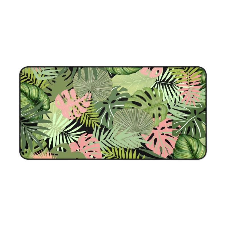Alfombrilla de escritorio con hojas bohemias, alfombrilla para juegos extragrande estilo cottagecore, alfombrilla para ratón con hojas tropicales botánicas, alfombrilla para portátil personalizada estilo bohemio, bonito regalo para alfombrilla de escritorio. imagen 6