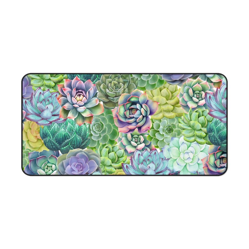 succulent cute boho desk mat, large green computer desk pad, xl gaming laptop keyboard pad, cottagecore small mouse pad, desk mat gaming image 7