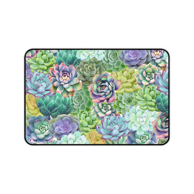 succulent cute boho desk mat, large green computer desk pad, xl gaming laptop keyboard pad, cottagecore small mouse pad, desk mat gaming image 3