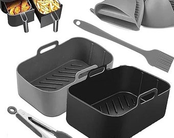 6er-PACK Air Fryer Silikon-Einlagen für Ninja Foodi Rechteckige Air Fryer Töpfe Wiederverwendbare Silikonformen Ersatz von Pergamentpapier