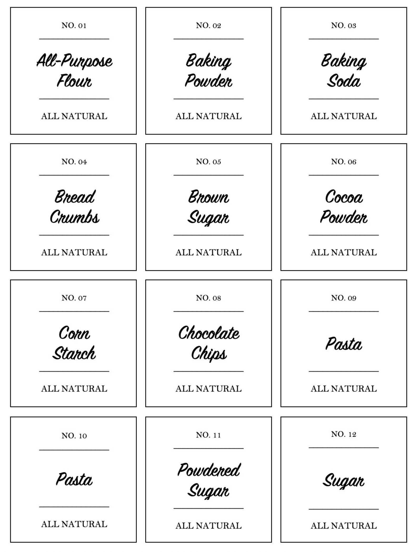 Modern Pantry Labels, Set of 12 Etsy