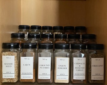 Modern Spice Jars, Set of 36