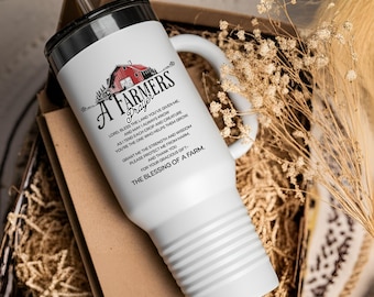 A Farmer's Prayer Travel Mug | 40oz Insulated Tumbler with Farm Blessing | Christian Farming Gift | Pray for Ag | Farmschool Present