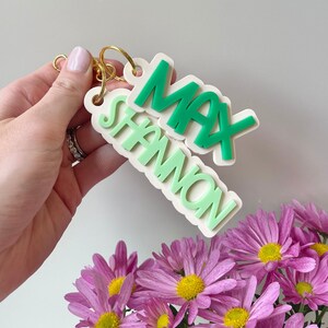 Personalized Name Keychain for Backpack Name Tag for Kid Custom 3D Keychain Diaper Bag Tag Personalized Gift for Kid Custom Acrylic Keychain