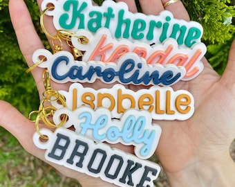 Acrylic Bag Tag 3D Keychain Backpack Tag Personalized Keychain Custom Name Tag Name Keychain Diaper Bag Tags Backpack Keychain Lunchbox Tags