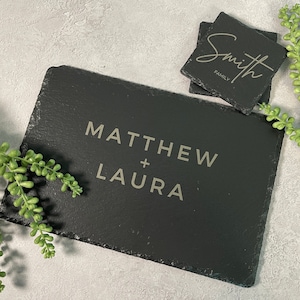 Custom Engraved Slate Cheese Board Charcuterie Board Customized Serving Board Personalized Gifts Wedding Gift Housewarming Gift Couple Gift