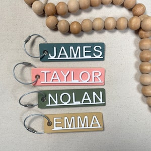 Personalized Backpack Keychain Custom Name Tag for Toddler Lunchbox Luggage Tag Diaper Bag Acrylic 3D Name Personalized Keychain Gift