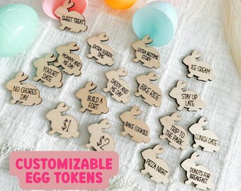 Easter Egg Reward Tokens Easter Egg Hunt Easter Egg Tokens Easter Egg Stuffers Easter Egg Basket Stuffers Tokens for Kid Wooden Egg Coin