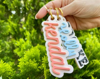 Personalized Acrylic Name Keychain, Custom Backpack Tag