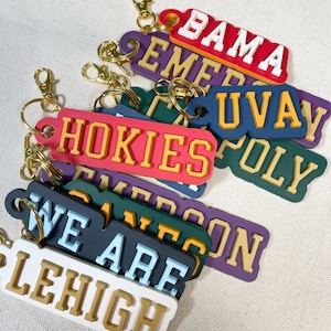 College Keychain High School Backpack Tag College Name University Personalized Keychain College Graduation Gift High School Graduation Gift