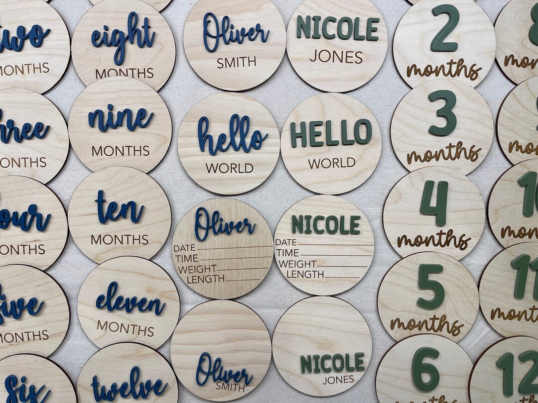 3D Monthly Milestone Cards for Baby Month Photo Sign Baby Shower Gifts ...