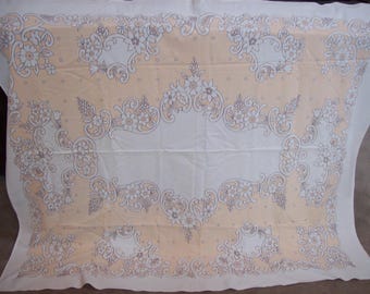 Vintage Tablecloth Floral Kitchen Farmhouse Botanical Cottage Country
