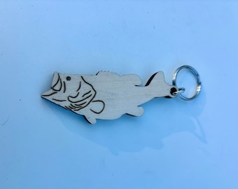 Bass Fish wooden Keychain