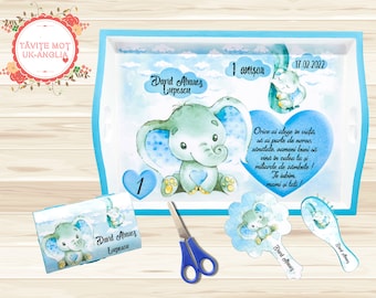 Set tavita pentru taierea motului baietel #Elefantel cu inima Tavite Mot Uk-Anglia